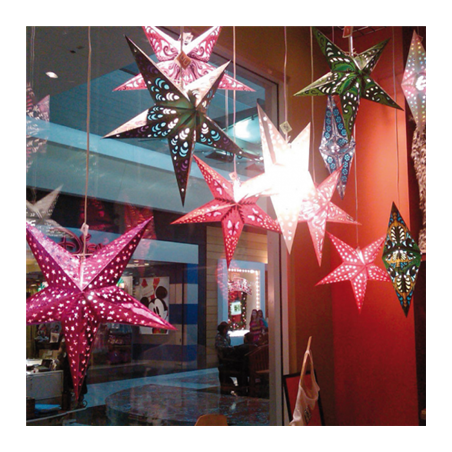 ETOILES À PENDRE  Ø 30 CM BLEU PAPIER (10 UNITÉ)