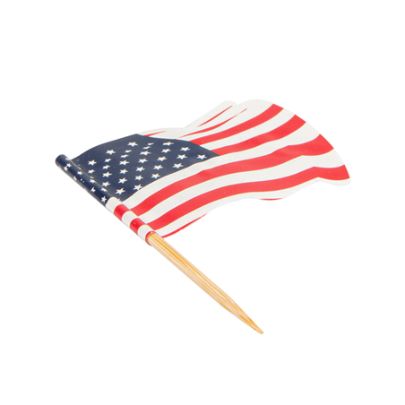 PETITS DRAPEAUX "USA"  4x3/6,5 CM ASSORTI BOIS (144 UNITÉ)