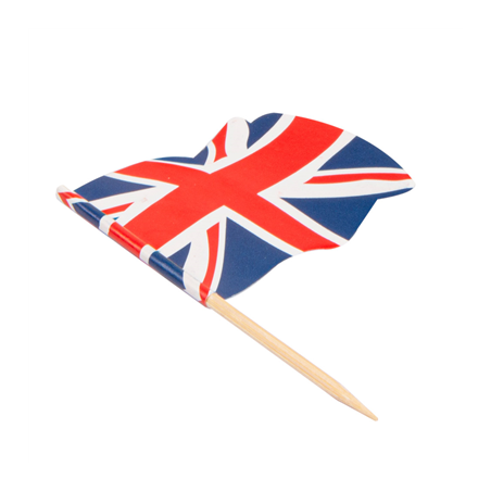 PETITS DRAPEAUX "U.K"  4x3/6,5 CM ASSORTI BOIS (144 UNITÉ)