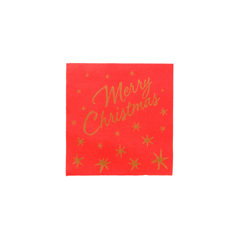 SERVIETTES "DOUBLE POINT" 'MERRY CHRISTMAS' 18 G/M2 40x40 CM ROUGE OUATE (1200 UNITÉ)