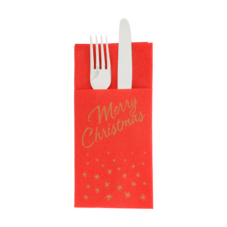 SERVIETTES SOFT KANGOUROU 'MERRY CHRISTMAS' 55 G/M2 40x40 CM ROUGE AIRLAID (700 UNITÉ)