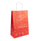 SACS SOS AVEC ANSES 'MERRY CHRISTMAS' 80 G/M2 26+14x32 CM ROUGE CELLULOSE (250 UNITÉ)