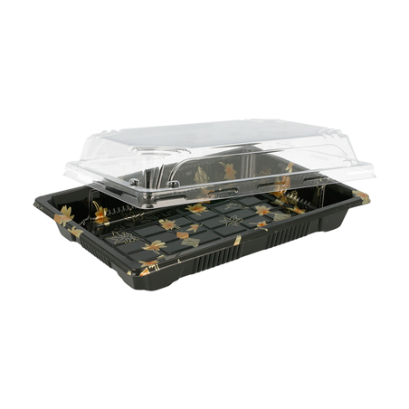 RÉCIPIENTS + COUVERCLES POUR "SUSHI"  18,8x13,3x4,5 CM NOIR PS (400 UNITÉ)