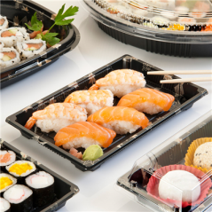 120 U. RÉCIPIENTS + COUVERCLES POUR SUSHI  Ø32x5 CM NOIR PS (120 UNITÉ)