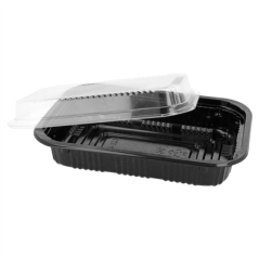 SETS BARQUETTES + COUVERCLES  17x11,5x5 CM NOIR PS (500 UNITÉ)