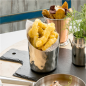 MINI RÉCIPIENTS À FRITES TRONQUÉS, MARTELÉ 'ARTINOX'  Ø 8,5x8,5 CM ARGENTE INOX (12 UNITÉ)