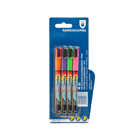 4 U. FEUTRES FLUORESCENTS FINS