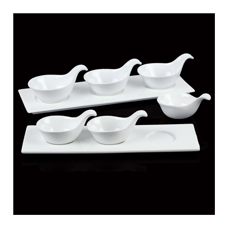 BASE 3 CAVITÉS  34,5x12 CM BLANC PORCELAINE (4 UNITÉ)