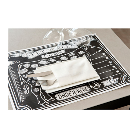 SETS DE TABLE OFFSET 'STEAK HOUSE' 70 G/M2 31x43 CM QUADRICHROMIE PAPIER (2000 UNITÉ)