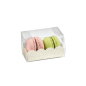 BOÎTES MACARONS + BASES BRISTOL  8x5x5 CM TRANSPARENT PET (200 UNITÉ)