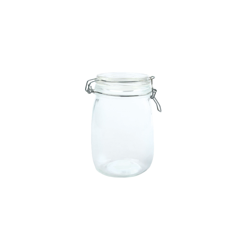 RÉCIPIENT STOCKAGE + FERMETURE CLIP 'WAKI GLASS' 1 L Ø 11x17 CM TRANSPARENT VERRE (12 UNITÉ)