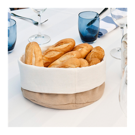 CORBEILLES PAIN CRÈME/MARRON  15x20x7 CM COTON (12 UNITÉ)