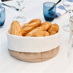 CORBEILLES PAIN CRÈME/MARRON  18x25x9 CM COTON (12 UNITÉ)