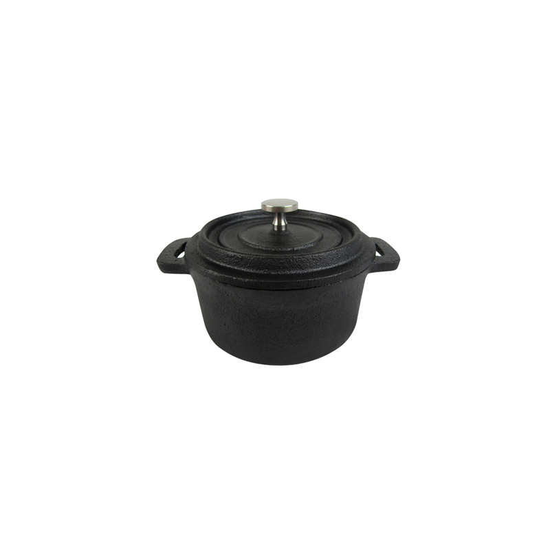 COCOTTE RONDE AVEC COUVERCLE 250 ml Ø 10(12,9)x5 CM NOIR FER (12 UNITÉ)