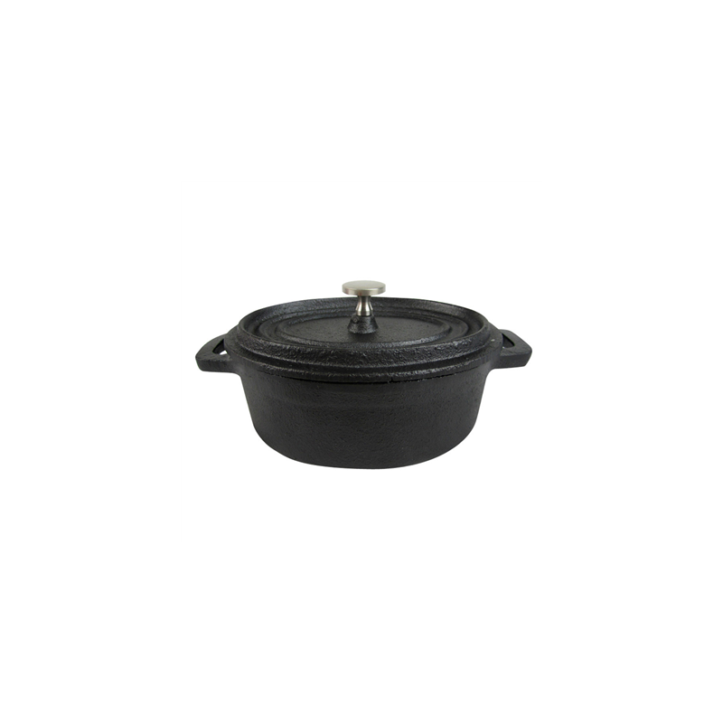 COCOTTE OVALE AVEC COUVERCLE 250 ML 12,4(15,5)x9,2x5 CM NOIR FER (12 UNITÉ)