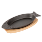 ASSIETTE POISSON + SUPPORT EN BOIS  32x13 CM NOIR FER (8 UNITÉ)