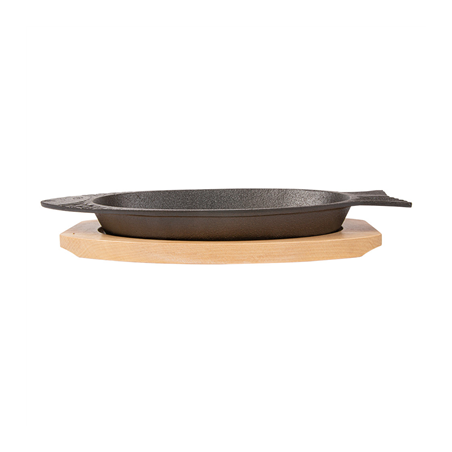 ASSIETTE POISSON + SUPPORT EN BOIS  32x13 CM NOIR FER (8 UNITÉ)