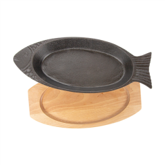 ASSIETTE POISSON + SUPPORT EN BOIS