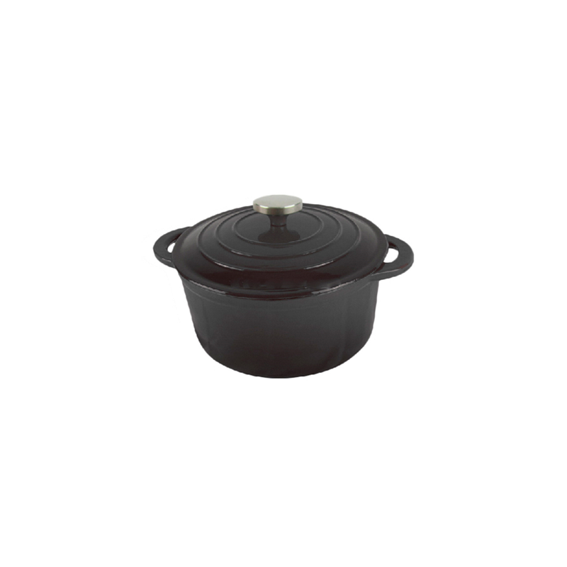 COCOTTE RONDE AVEC COUVERCLE 2500 ML Ø 21(28)x10,2 CM NOIR FER (4 UNITÉ)