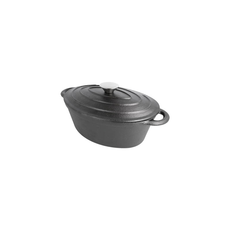 COCOTTE OVALE AVEC COUVERCLE 3500 ML 29(36)x21x10,9 CM NOIR FER (3 UNITÉ)