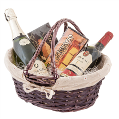 CORBEILLE ANSES OVALE  36x25x15/28 CM PRUNE OSIER (20 UNITÉ)