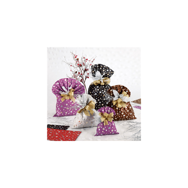 50 SACS METAL."DOTS"  15x25 CM. BLANC PP (1 UNITÉ)