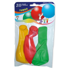 3 U. BALLONS "JUMBO"  Ø 36 CM ASSORTI LATEX (12 UNITÉ)