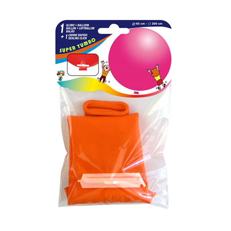 BALLON GÉANT+FERMETURE  Ø 65 CM ASSORTI LATEX (1 UNITÉ)