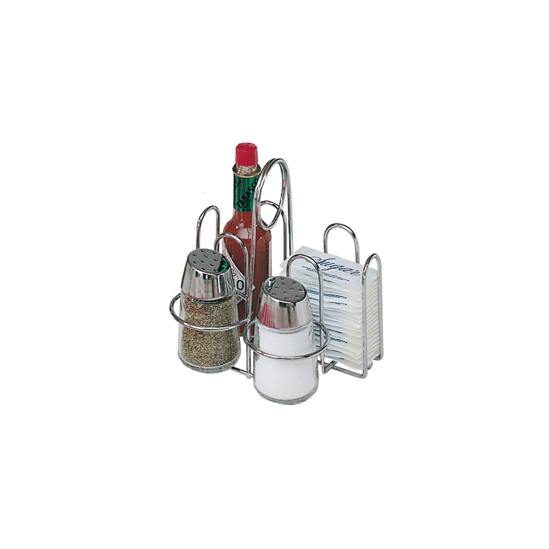 RACK POUR 4 ELEMENTS A CONDIMENTS  14,5x12x14,5 CM ARGENTE FER (1 UNITÉ)