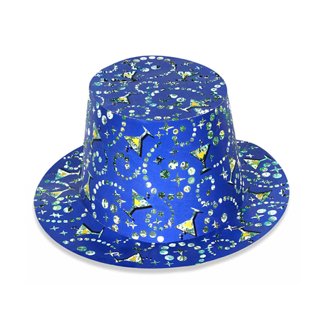 HAUTS DE FORME HOLOGRAPHIQUES   BLEU CARTON (12 UNITÉ)