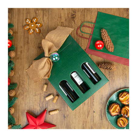 30 U. BOÎTES 3 BOUTEILLES  27x9x38,5 CM VERT CARTON (1 UNITÉ)