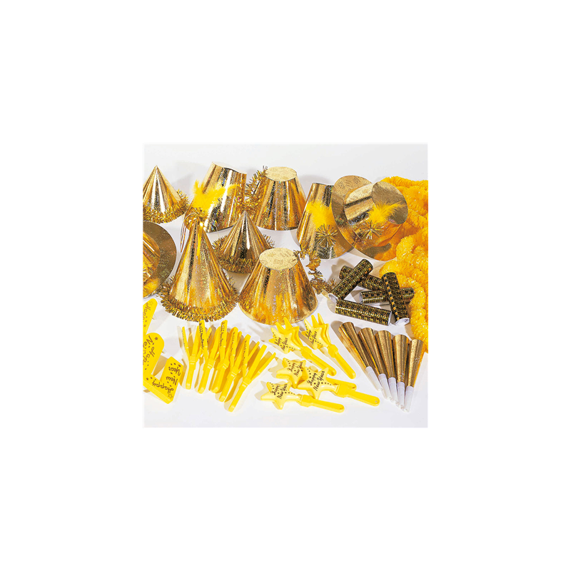 ASSORTIMENT COTILLON HOLOGRAFIQUE 20 PERSONNES   OR (1 UNITÉ)