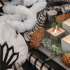 BOUGIE DANS VERRE  5,1x5,1 CM ARGENTE PARAFFINE (12 UNITÉ)