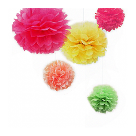 POM POM FLOWER  Ø 25 CM ROSE PAPIER (10 UNITÉ)