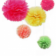 POM POM FLOWER  Ø 48 CM ROSE PAPIER (10 UNITÉ)