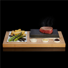 CHICAGO LAVA STONE 20x12 CM / BASE 42x25 CM/ASSIETTE 22x14 C (3 UNITÉ)