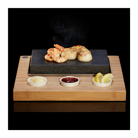 CHICAGO LAVA STONE 20x12 CM / BASE 27x25 CM + 3 RÉCIPIENTS (4 UNITÉ)