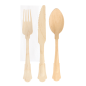 SET 4/1 FOURCHETTE, COUTEAU, CUILLÈRE, SERVIETTE 'CLASSIC'  20 CM NATUREL BOIS (100 UNITÉ)