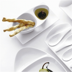 ASSIETTES RECTANGULAIRES  30,5x18,2x3,5 CM BLANC PORCELAINE (6 UNITÉ)