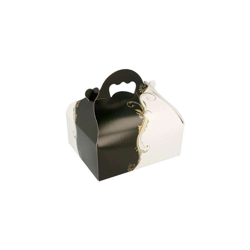 50 U. BOÎTES AVEC ANSES PÂTISSERIE 'THEPACK CLASSIC' 250 G/M2 16x18x7 CM BLANC CARTON ONDULÉ NANO-MICRO (1 UNITÉ)