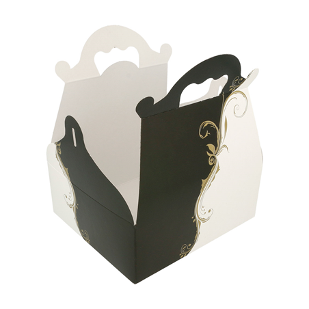 50 U. BOÎTES AVEC ANSES PÂTISSERIE 'THEPACK CLASSIC' 250 G/M2 16x18x7 CM BLANC CARTON ONDULÉ NANO-MICRO (1 UNITÉ)