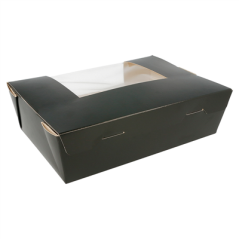 BOÎTES AMÉRICAINES AVEC FÊNETRE 1980 ML 300 G/M2 19,8x14x6,4 CM NOIR CARTON (200 UNITÉ)