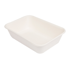 PLATEAUX + COUVERCLE 'BIONIC' 800 ML 19,3x13,5x5 CM BLANC BAGASSE (400 UNITÉ)
