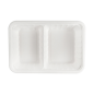 PLATEAUX 2 COMPART + COUVERCLE 'BIONIC' 800 ML 23,3x14,6x6 CM BLANC BAGASSE (400 UNITÉ)