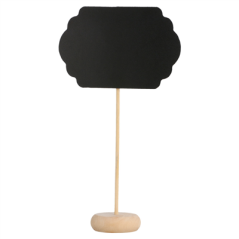 3 U. MINI ARDOISES FORME NUAGE + PIÉDESTAL  9x6x10 CM NOIR BOIS (1 UNITÉ)