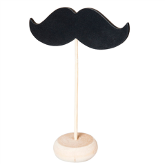 3 U. MINI ARDOISES FORME MOUSTACHE + PIÉDESTAL