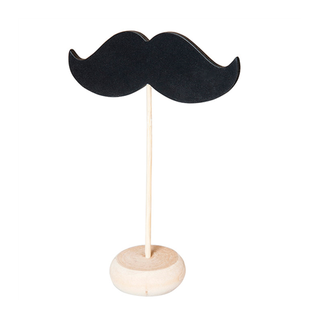 3 U. MINI ARDOISES FORME MOUSTACHE + PIÉDESTAL