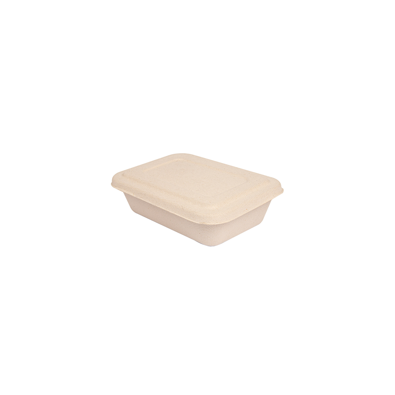 PLATEAUX + COUVERCLE 'BIONIC' 800 ML 19,3x13,5x5 CM NATUREL BAGASSE (400 UNITÉ)