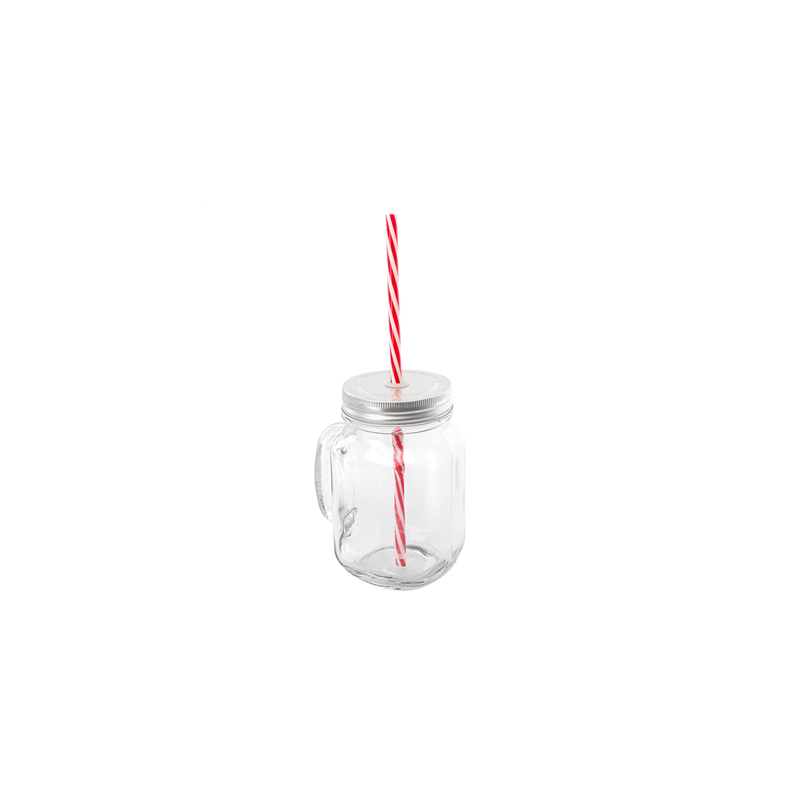 PICHET + COUVERCLE + PAILLE 'WAKI GLASS' 450 ML 10,5x8x13 CM TRANSPARENT VERRE (24 UNITÉ)