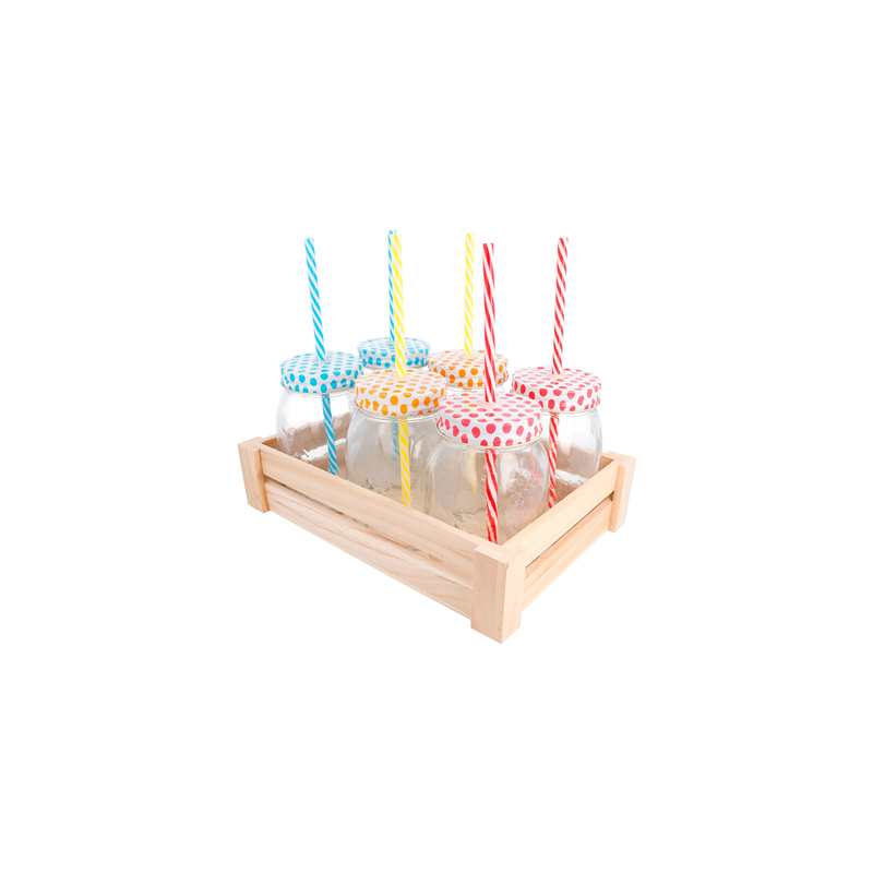 SET 6 PICHETS+PAILLE AVEC BOÎTE 530 ML Ø 8,8x13,3 CM TRANSPARENT VERRE (6 UNITÉ)